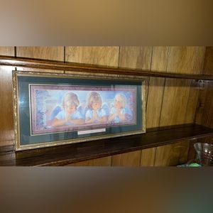 Vintage Home Interiors Picture - 3 Blonde Girl Angels Praying